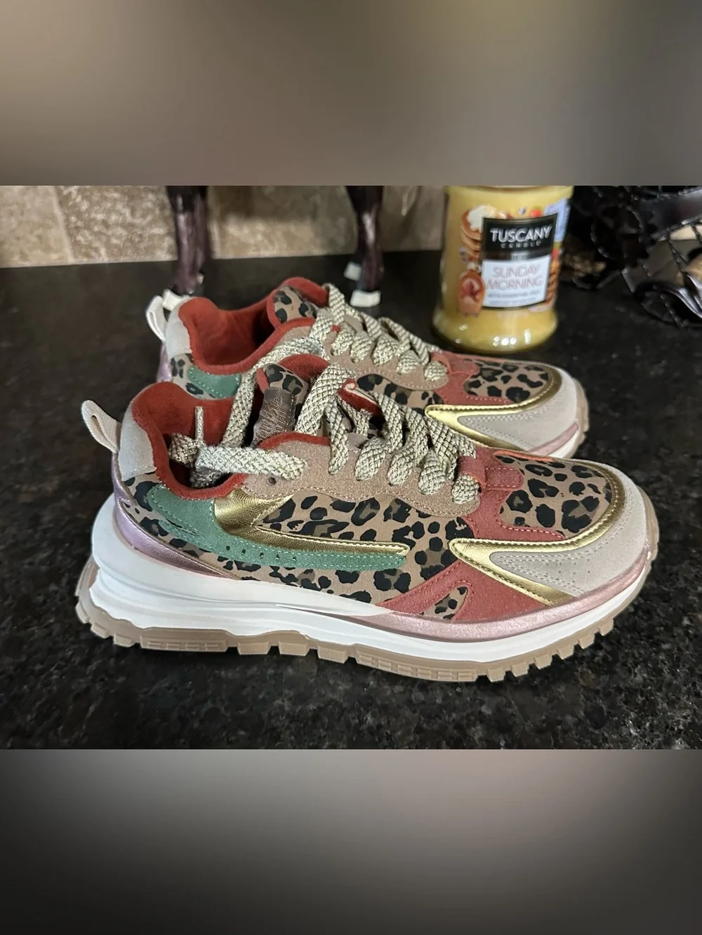 Blowfish Malibu Leo Retro Chunky Leopard Print Sneakers in Pink & Tan